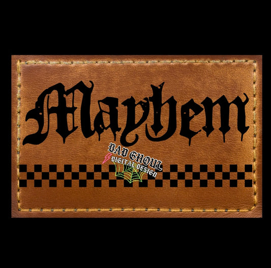 Mayhem Faux Leather Hat Patch PNG Download