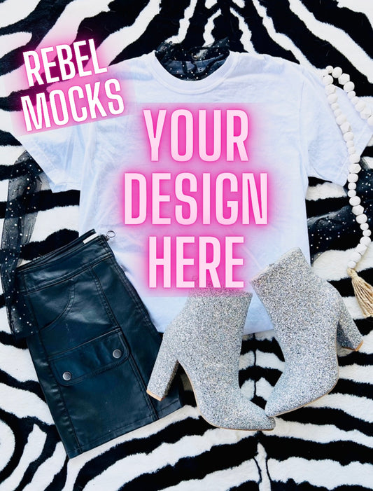 Vibes White Tee Flat Lay Mock UP