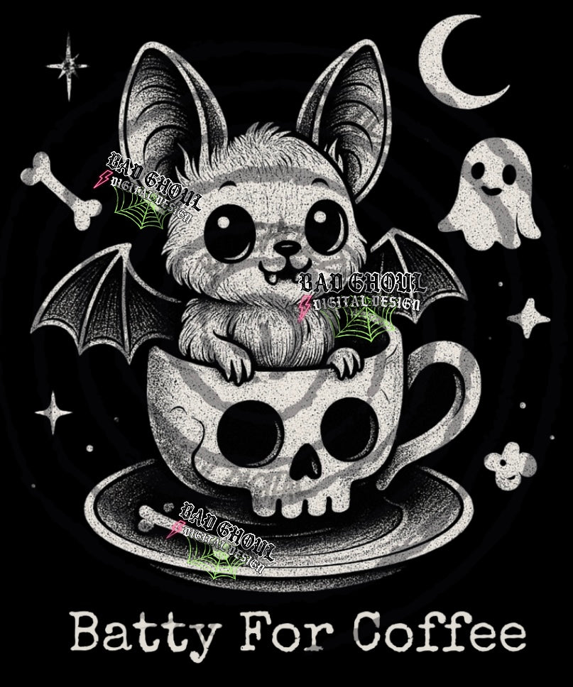 Batty For Coffee PNG DOWNLOAD Black Fab Only