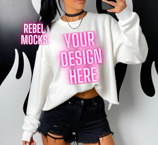 White Crew Model Mock Up TRENDING