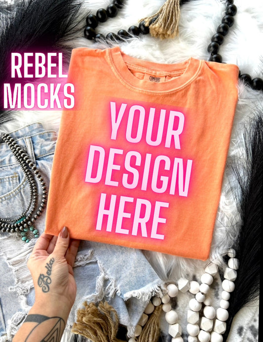 VIBIN Comfort Colors Melon Flat Lay Mock UP