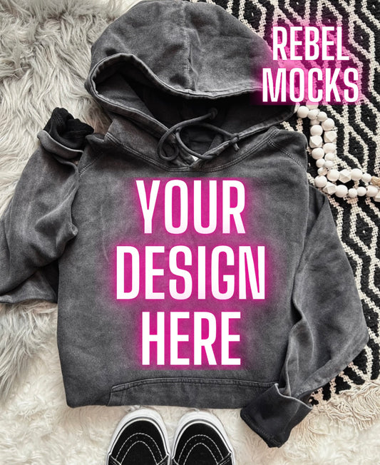 Lane Seven  Vintage Wash Hoodie Sweatshirt Flat Lay Mock UP