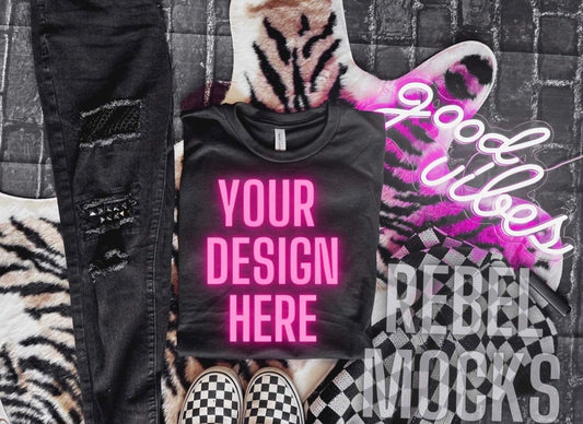 Flat Lay MOCK DARK EDGY Black Tee