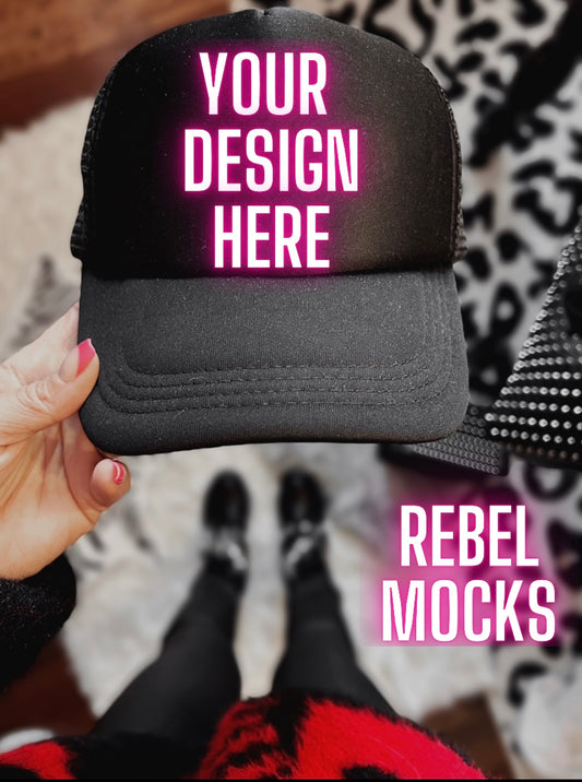 Black trucker Hat Mock Up