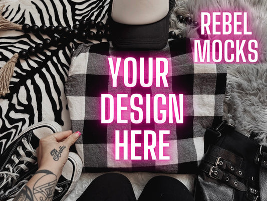 Black and White Checkered Flannel Mock Up