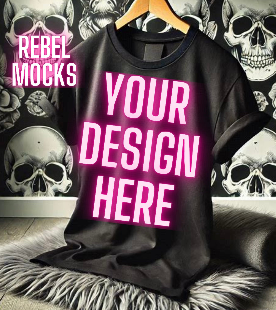 Black Tee Alternative Flat Lay Mock Up