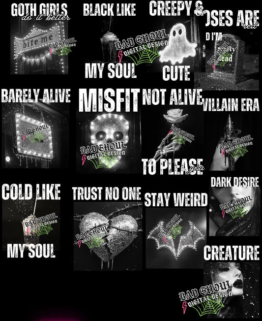 Goth Alt Style White Bundle PNG Download