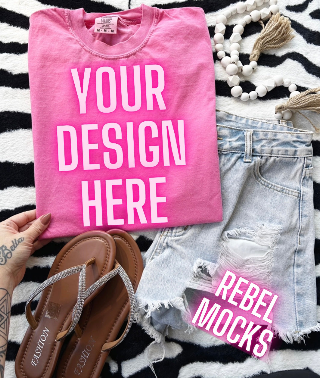 Comfort Colors Crunchberry Tee Flat Lay Mock UP