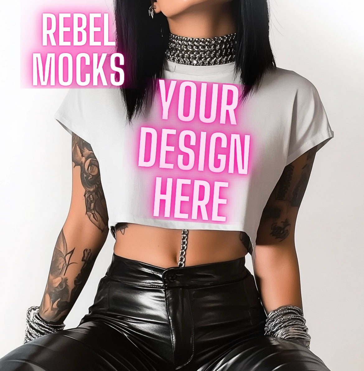 Crop Top Edgy Trendy Mock Up Model