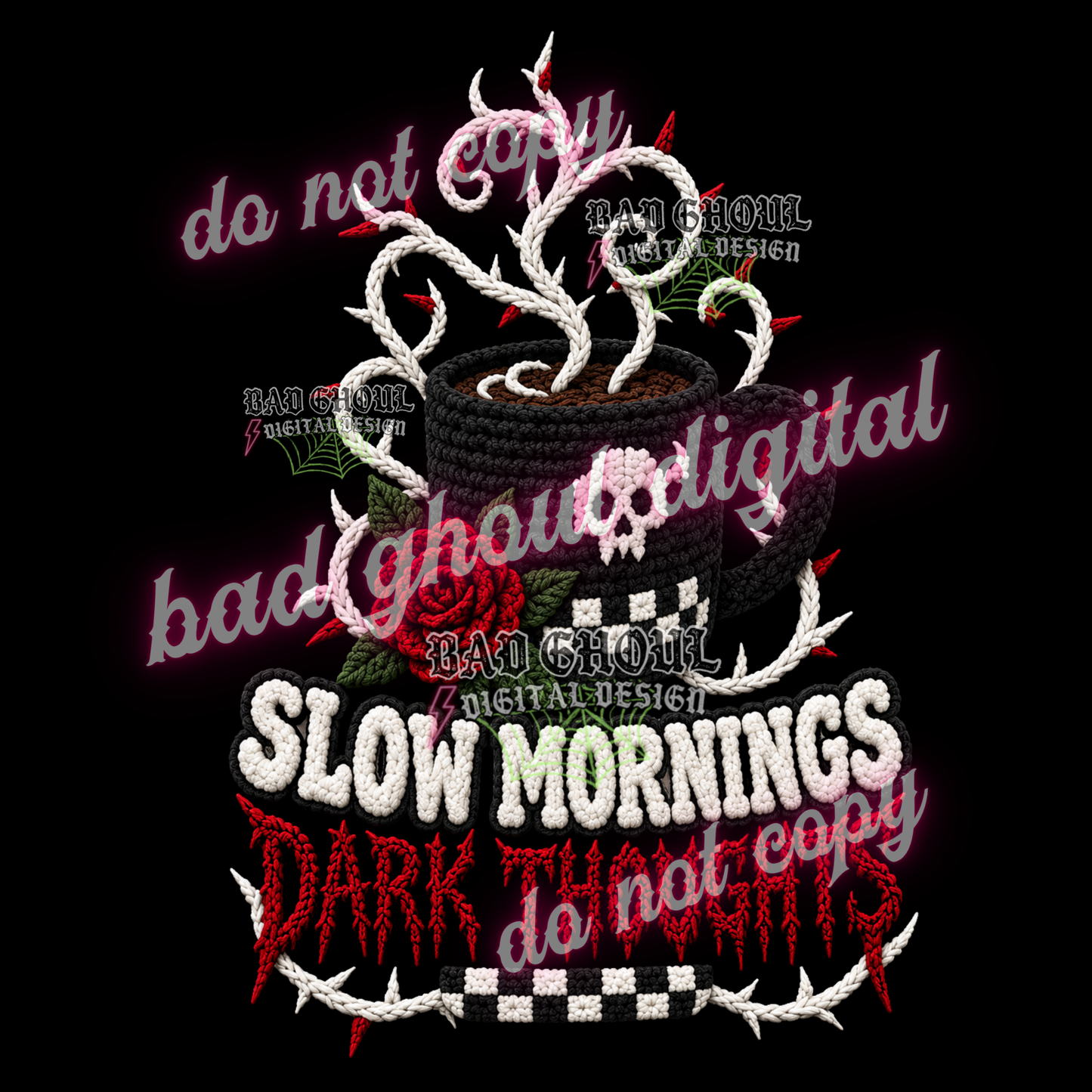 Faux Yarn - Slow Mornings Dark Thoughts | PNG DOWNLOAD