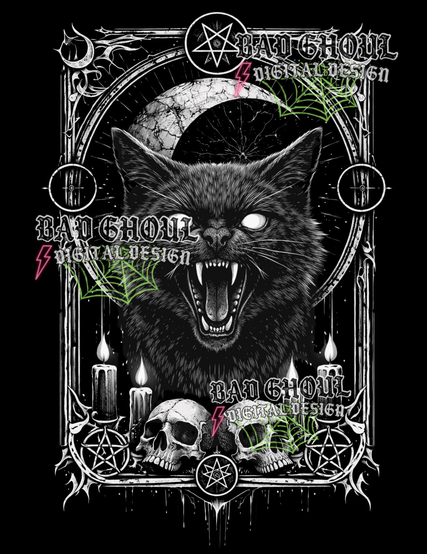 Cat Gothic Frame | PNG DOWNLOAD BLACK FAB ONLY