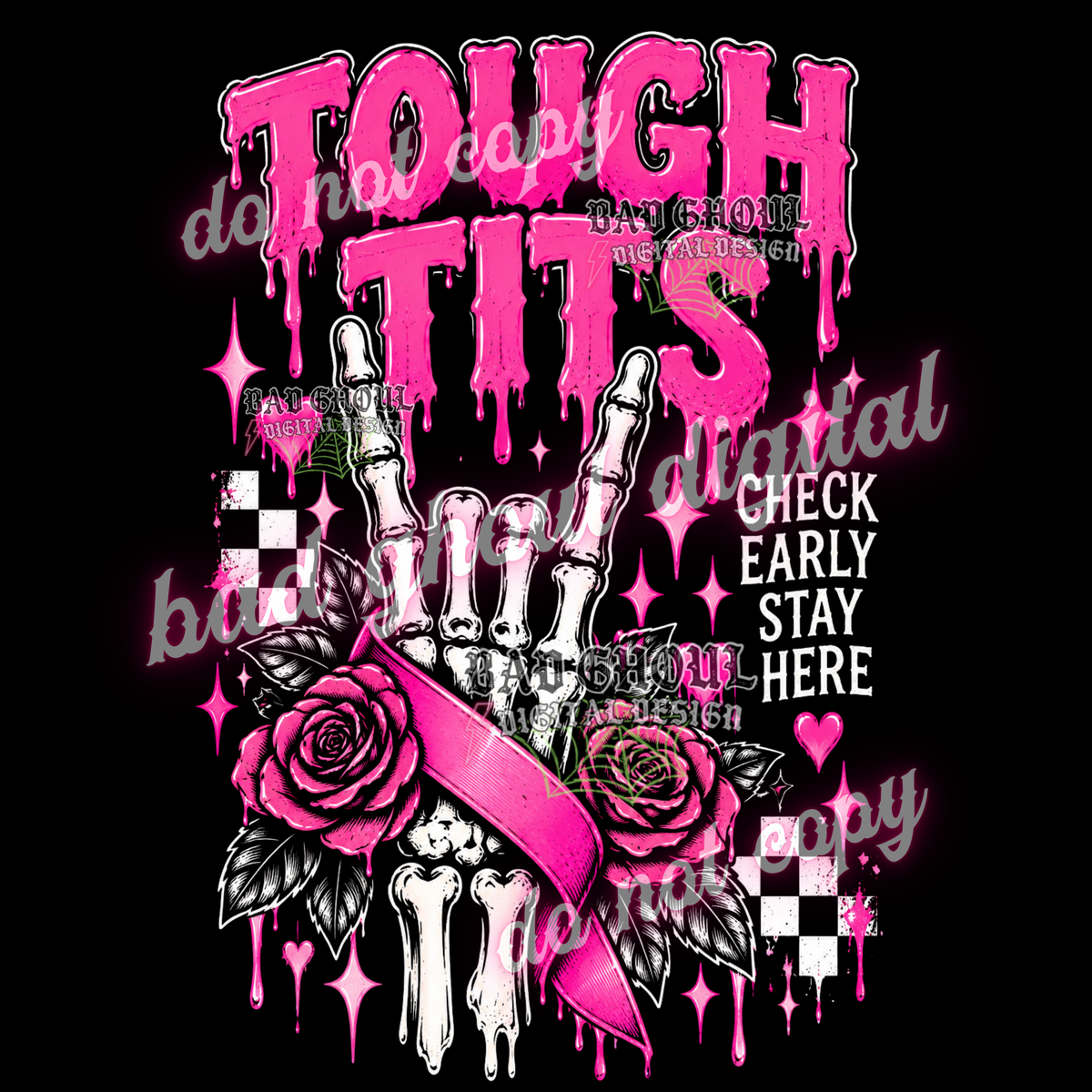 Tough Tits | Breast Cancer Awareness | PNG DOWNLOAD BLACK FAB ONLY