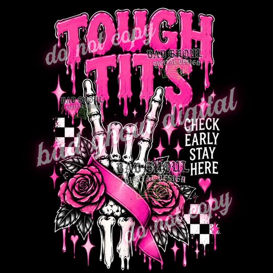 Tough Tits | Breast Cancer Awareness | PNG DOWNLOAD BLACK FAB ONLY