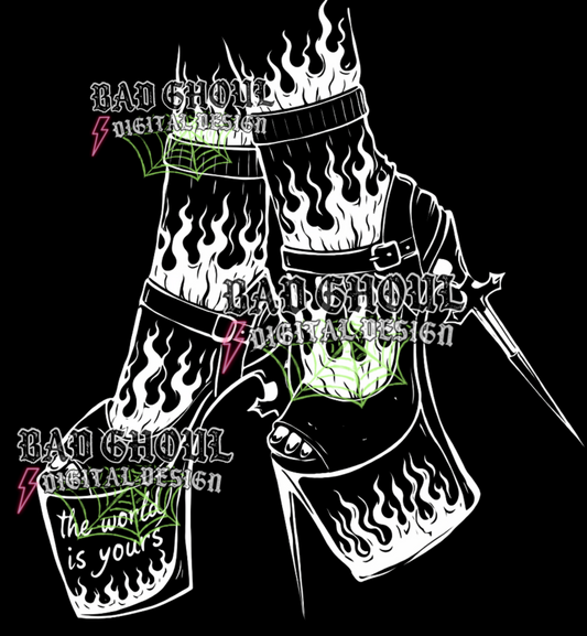 the world is yours - fire high heels | PNG DOWNLOAD BLACK FAB ONLY