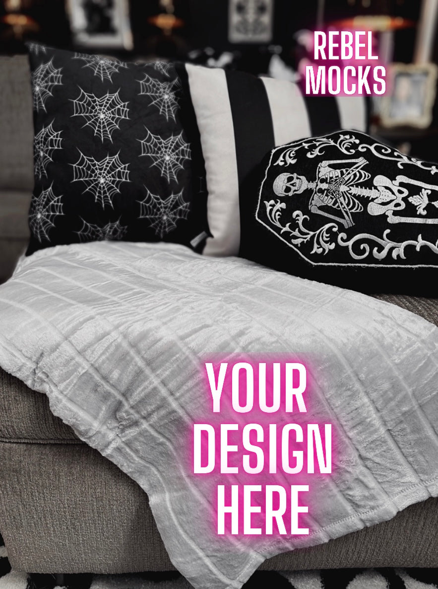 Gray Throw Blanket Mock Up