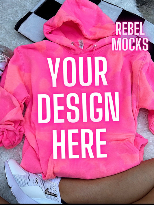 Neon Pink Acid Wash Hoodie