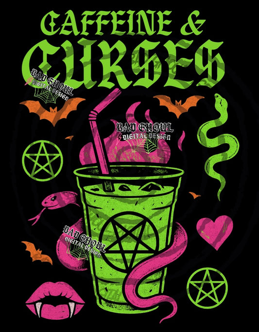 Caffeine & Curses PNG DOWNLOAD Black Fab Only