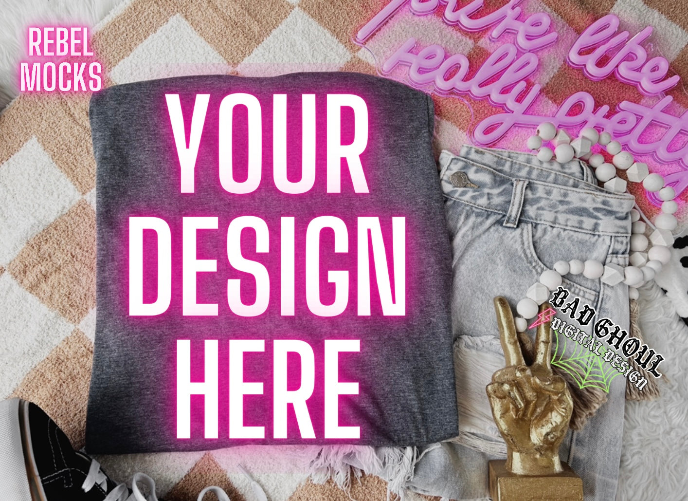 Dark Heather Charcoal Flat Lay Mock Up TRENDING