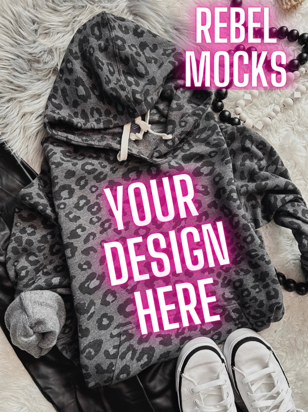 J America black Leopard Hoodie Flat Lay Mock Up TRENDING