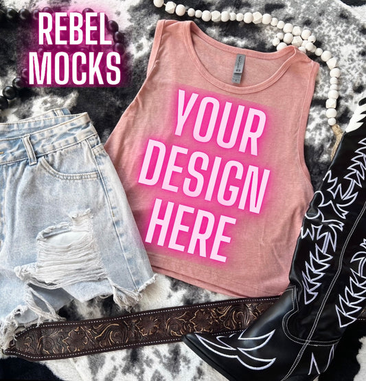 VIBIN Next Level Dusty Rose Tank Flat Lay Mock UP