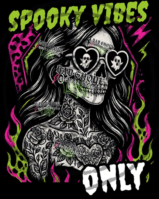 Spooky Vibes Only Black Fabric PNG DOWNLOAD