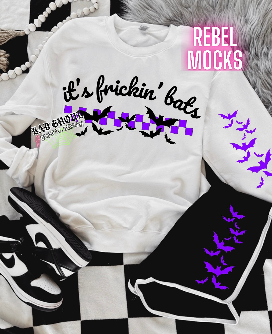 Bats With Sleeve PNG Download Black and White Version