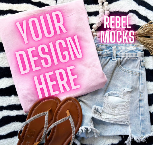 Comfort Colors Blossom Tee Flat Lay Mock UP