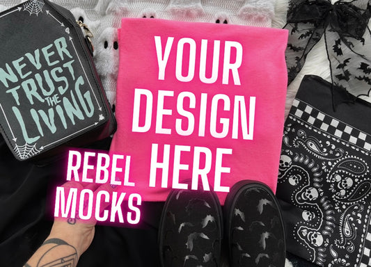 Neon PINK Tee Edgy Alt Flat Lay Checkered Mock up
