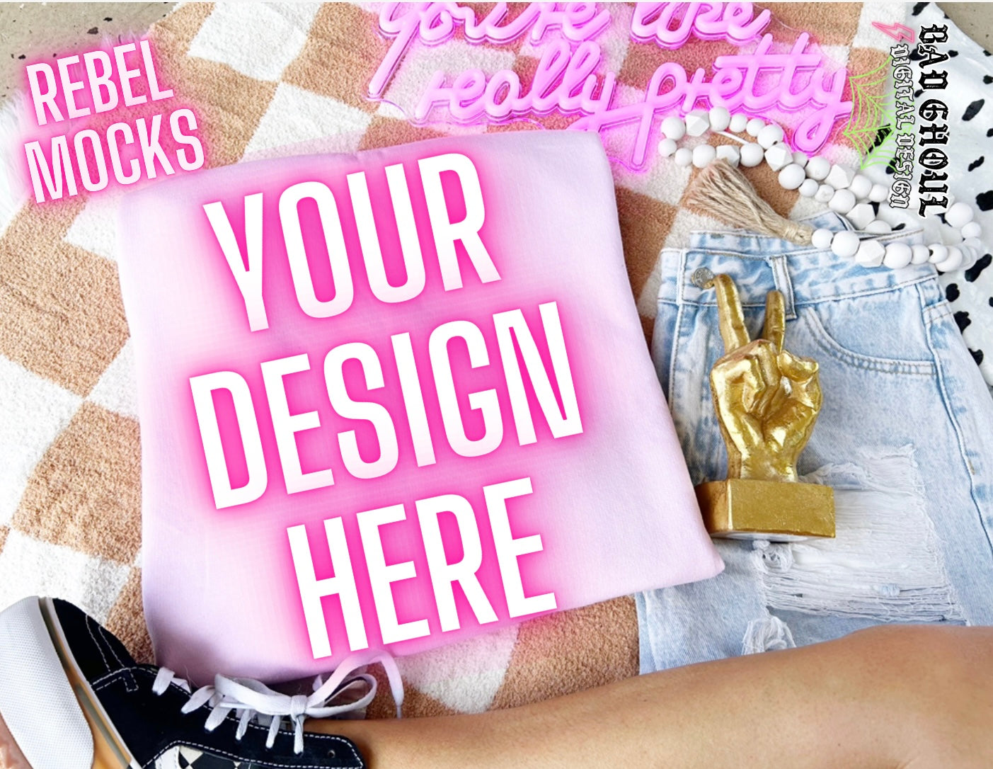 Light Pink Crew Neck Sweatshirt Flat Lay Mock Up TRENDING