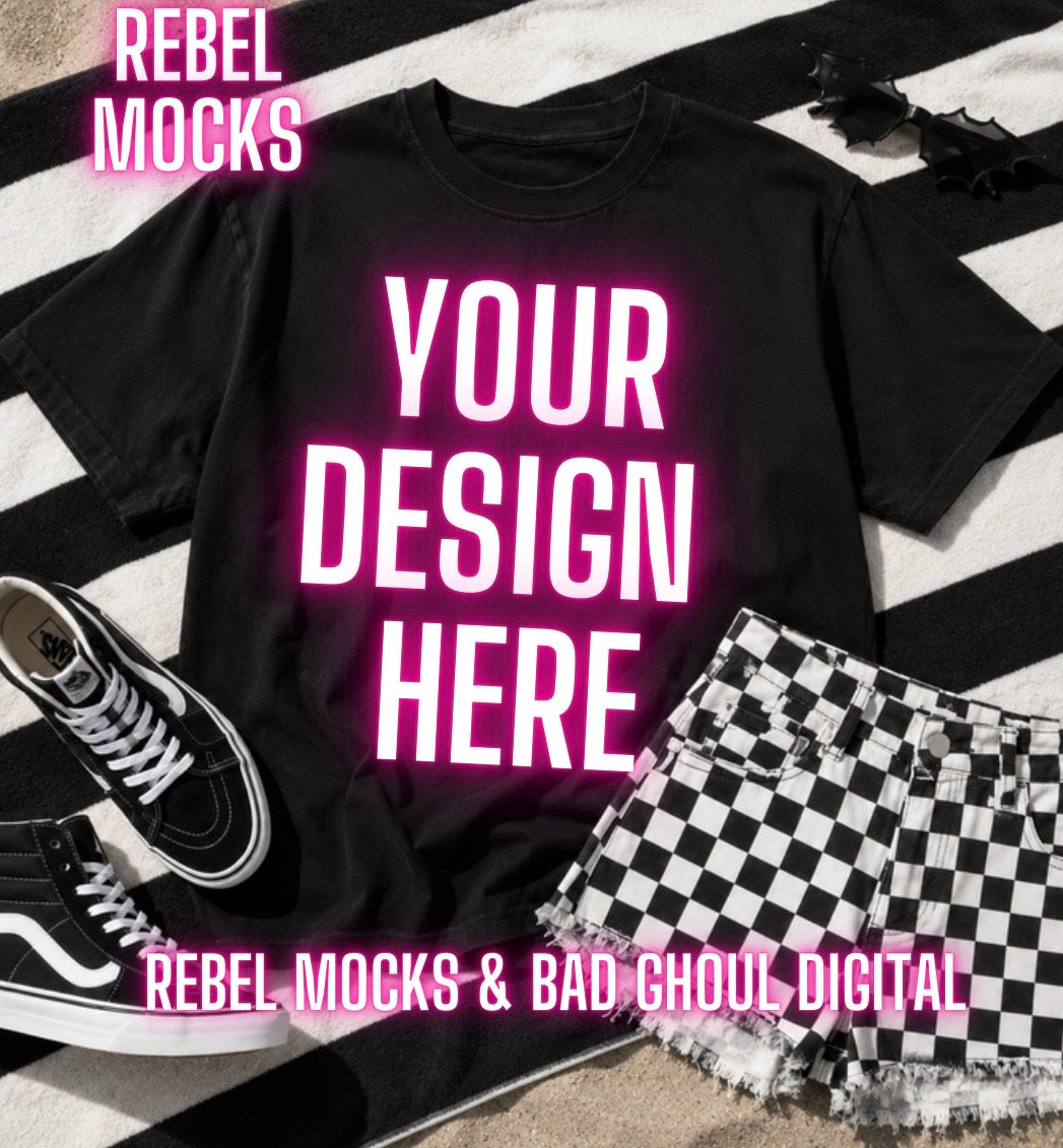 Black Tee|Edgy Alternative Summer Mock Up