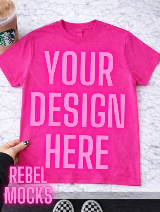 Heliconia Hot Pink Tee| Edgy Alternative Mock Up