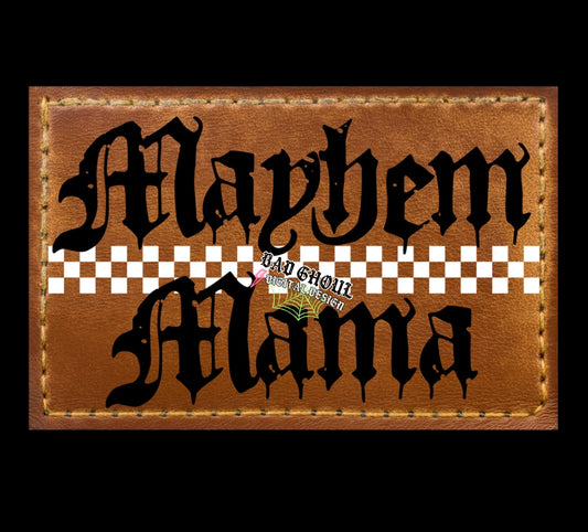 Mayhem Mama Faux Leather Hat Patch PNG Download