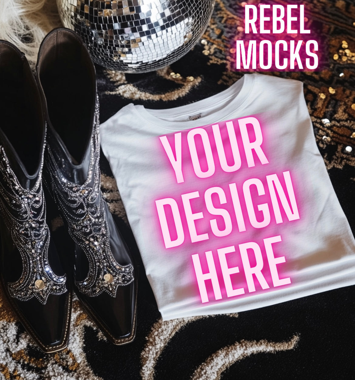 White Tee Flat Lay Mock Up Boujee Western Yallternative