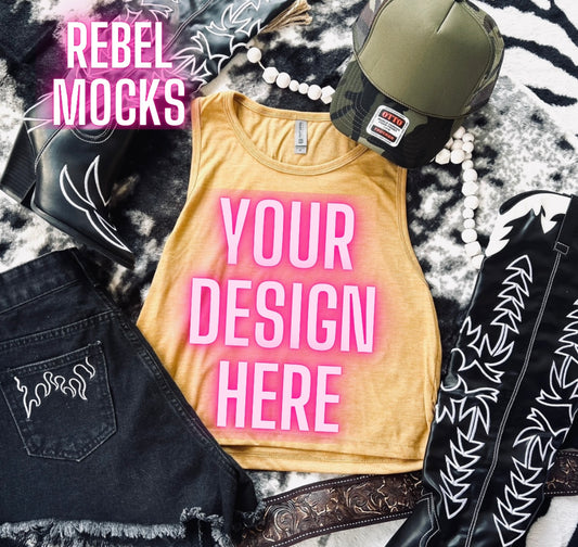 VIBIN Next Level Antique Gold Tank Flat Lay Mock UP