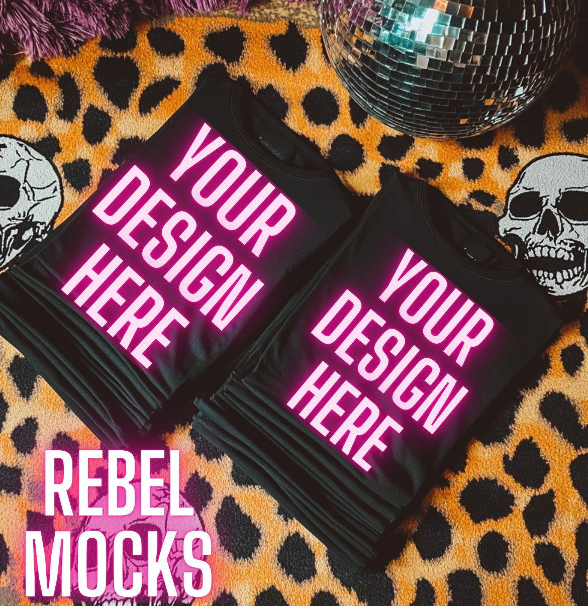 Black Tee Trendy Flat Lay Mock Up