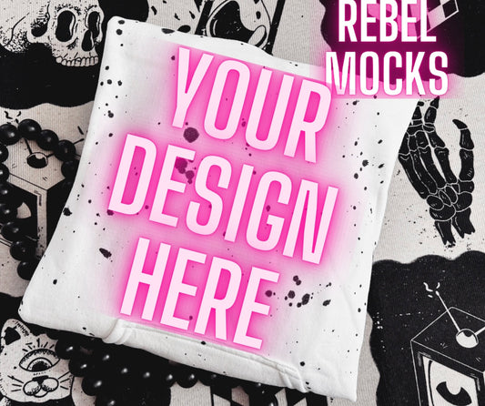 White Splatter Edgy Alt Trendy Mock Up Flat Lay