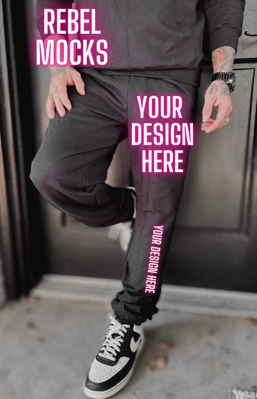 Mens Alt Style Black Hoodie & Black Sweats Model Mock Up