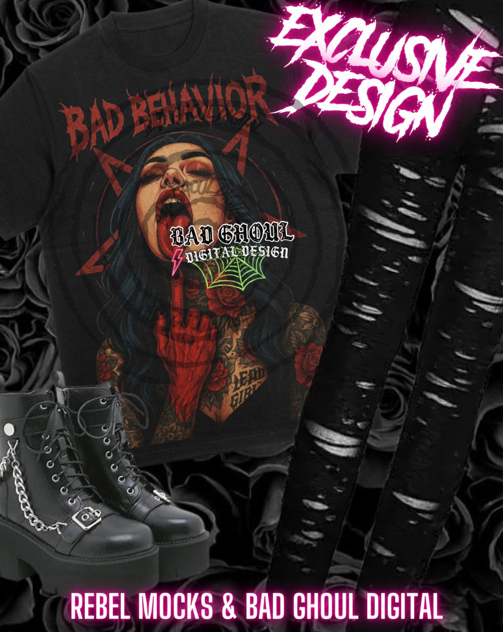 Exclusive Bad Behavior PNG DOWNLOAD BLACK FABRIC