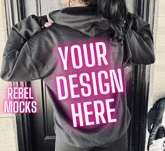 Alt Style Black Back Hoodie Model Mock Up