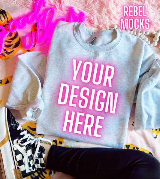 Ash Crew Trendy Flat Lay Tee  Mock Up