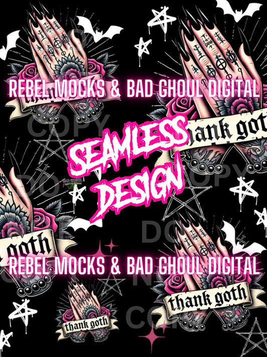 Thank Goth Seamless PNG Download