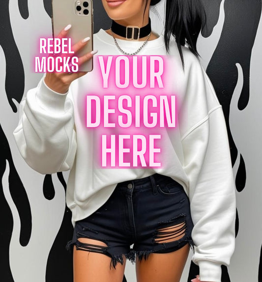 White Crew Model Mock Up TRENDING