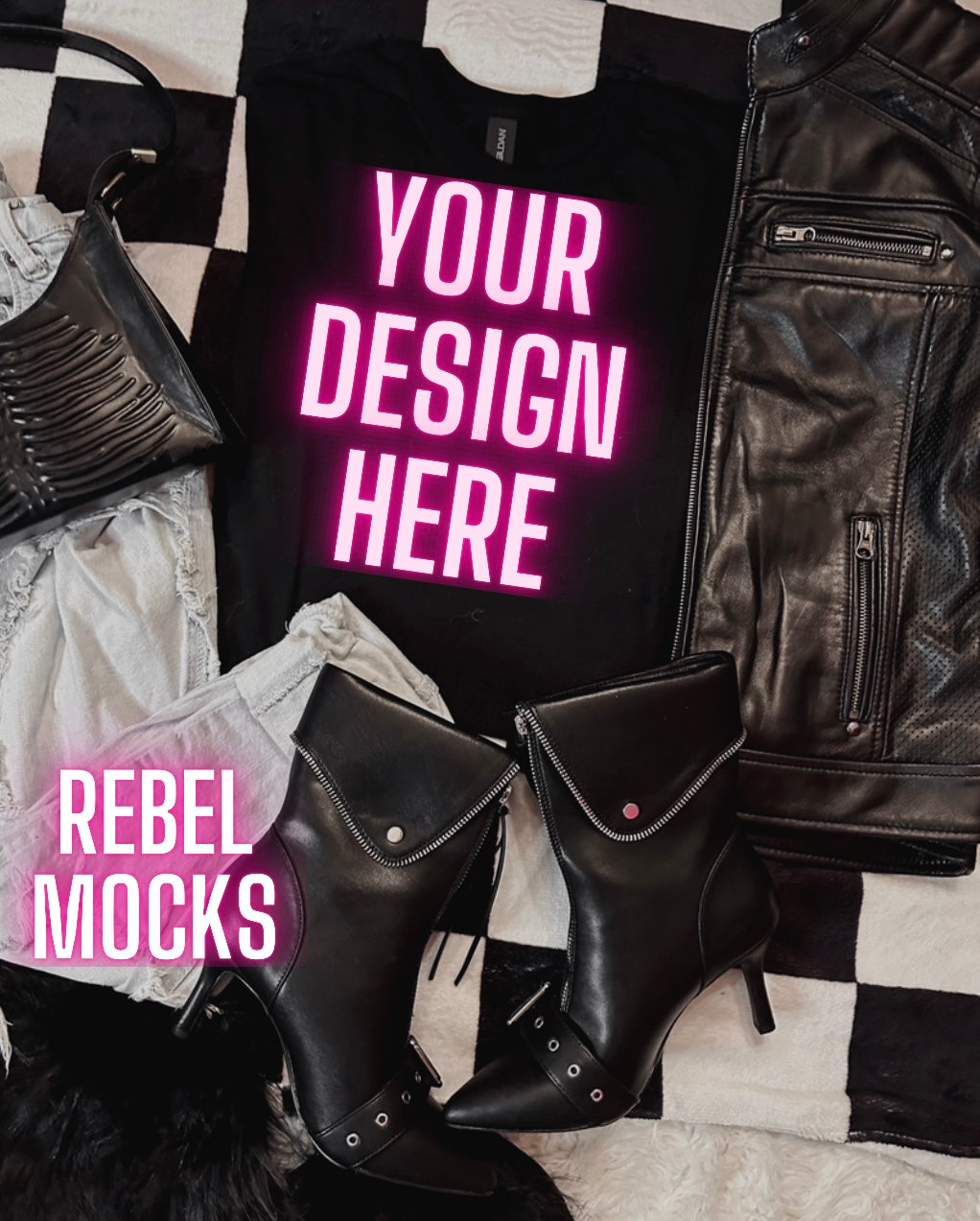 Black Tee Alternative Flat Lay Mock Up