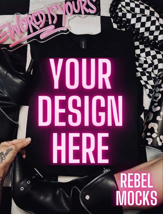 Black Tee Alternative Flat Lay Mock Up