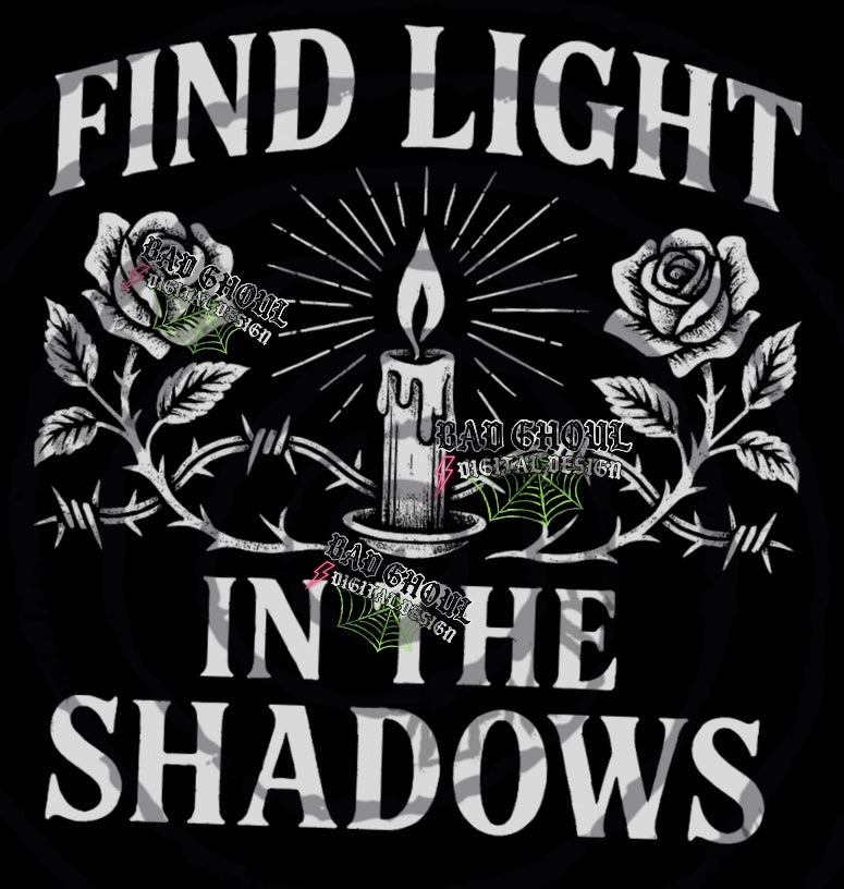Find Light In The Shadows PNG DOWNLOAD Black Fabric Only