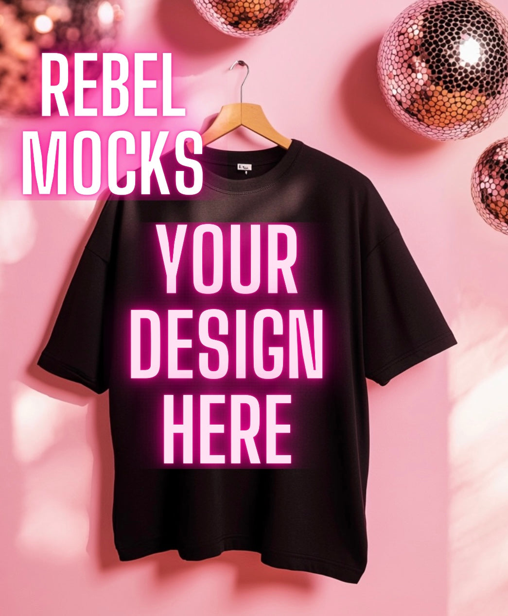 Black Tee Trendy Flat Lay Mock Up
