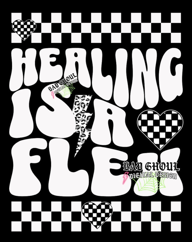 Healing is a Flex PNG Download 2 files black and white