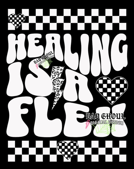 Healing is a Flex PNG Download 2 files black and white