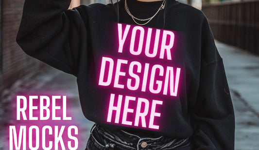 Black Crew Neck Sweatshirt Alternative Model Mock Up