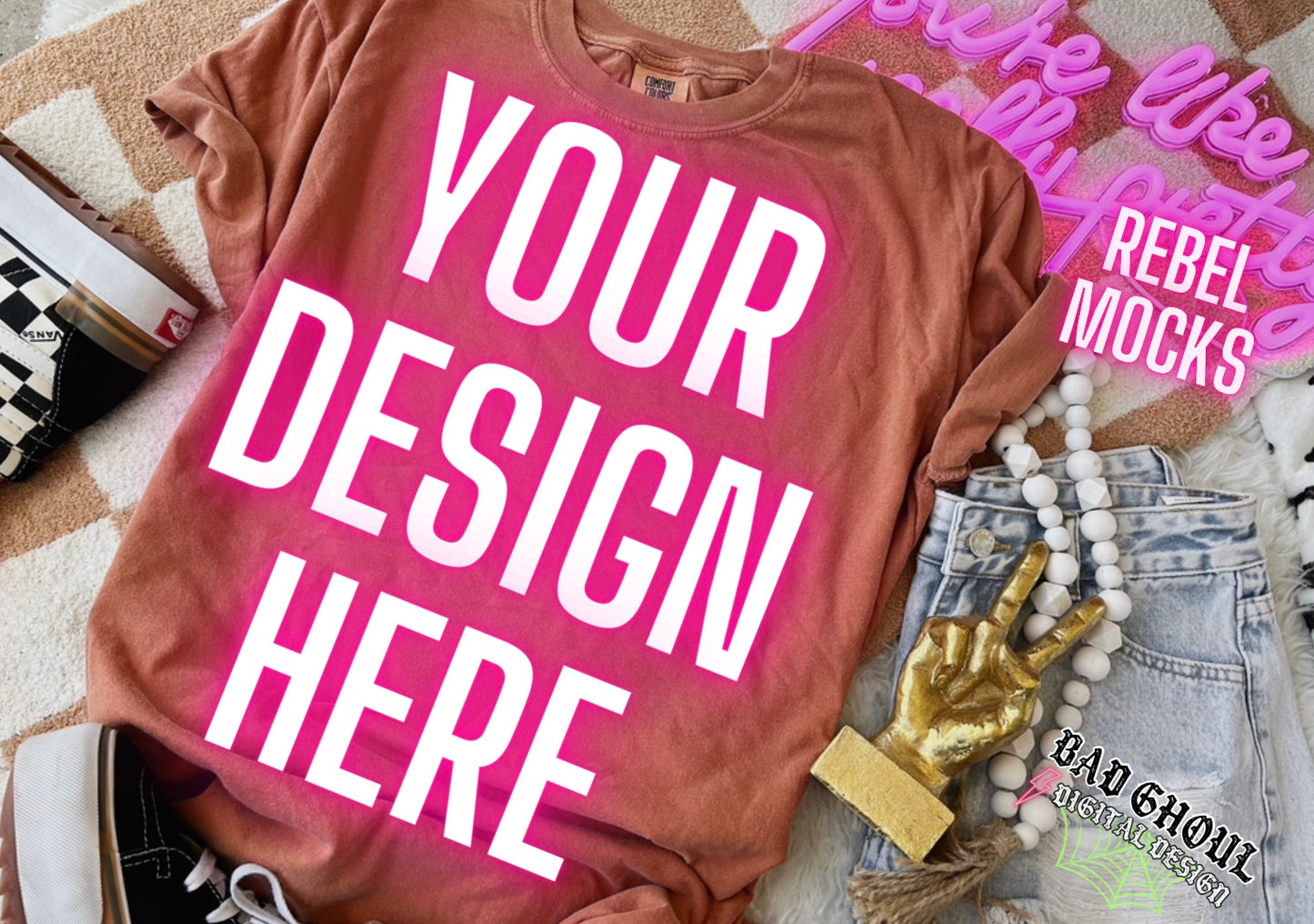 Comfort Colors Yam Flat Lay Mock Up TRENDING